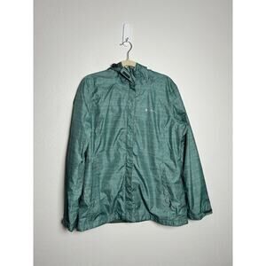 Columbia Jacket Womens Green Striped Ridge Gate Outdoor Rain Coat Size Large